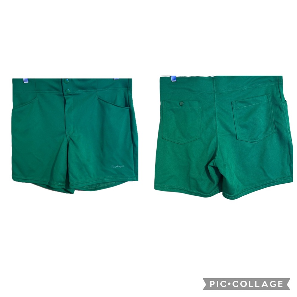 Vintage 80s MacGregor Green Polyester Sporty Baseball 🏈🎾🏀⚾️ Hugger Shorts 36/38